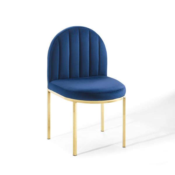 Isla Channel Tufted Performance Velvet Dining Side Chair - Gold Navy 