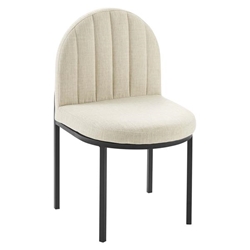 Isla Channel Tufted Upholstered Fabric Dining Side Chair - Black Beige 