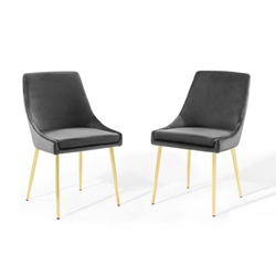 Viscount Performance Velvet Dining Chairs - Set of 2 - Gold Charcoal 