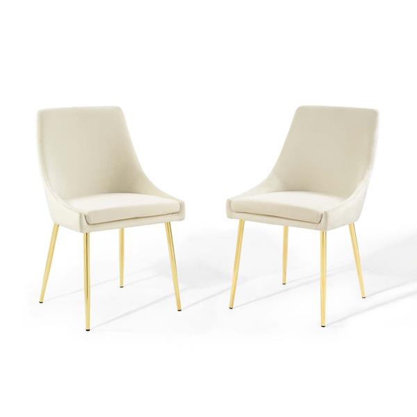 Viscount Performance Velvet Dining Chairs - Set of 2 - Gold Ivory 