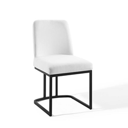 Amplify Sled Base Upholstered Fabric Dining Side Chair - Black White 