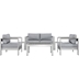 Shore 6 Piece Outdoor Patio Aluminum Sectional Sofa Set D - Silver Gray
