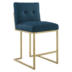 Privy Gold Stainless Steel Upholstered Fabric Counter Stool - Gold Azure 