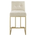 Privy Gold Stainless Steel Upholstered Fabric Counter Stool - Gold Beige - MOD5929
