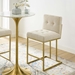 Privy Gold Stainless Steel Upholstered Fabric Counter Stool - Gold Beige - MOD5929