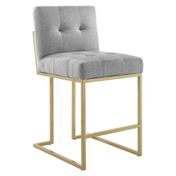 Privy Gold Stainless Steel Upholstered Fabric Counter Stool - Gold Light Gray 