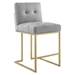 Privy Gold Stainless Steel Upholstered Fabric Counter Stool - Gold Light Gray - MOD5930