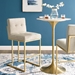 Privy Gold Stainless Steel Upholstered Fabric Bar Stool - Gold Beige - MOD5941
