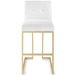 Privy Gold Stainless Steel Upholstered Fabric Bar Stool - Gold White - MOD5943
