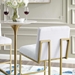 Privy Gold Stainless Steel Upholstered Fabric Bar Stool - Gold White - MOD5943