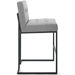 Privy Black Stainless Steel Upholstered Fabric Bar Stool - Black Light Gray - MOD5950