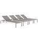 Shore Chaise Outdoor Patio Aluminum Set of 4 - Silver Gray Style B - MOD6049