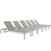 Shore Chaise Outdoor Patio Aluminum Set of 6 - Silver Gray Style C - MOD6053