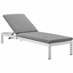 Shore Outdoor Patio Aluminum Chaise with Cushions - Silver Gray Style A 