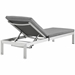 Shore Outdoor Patio Aluminum Chaise with Cushions - Silver Gray Style A - MOD6055