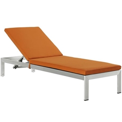 Shore Outdoor Patio Aluminum Chaise with Cushions - Silver Orange Style A 