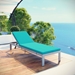 Shore Outdoor Patio Aluminum Chaise with Cushions - Silver Turquoise Style A - MOD6073