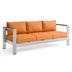 Shore Outdoor Patio Aluminum Sofa - Silver Orange