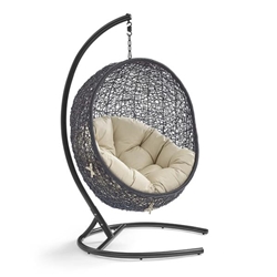 Encase Sunbrella® Swing Outdoor Patio Lounge Chair - Black Beige 