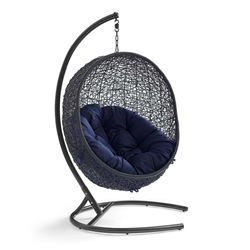 Encase Sunbrella® Swing Outdoor Patio Lounge Chair - Black Navy 