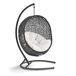 Encase Sunbrella® Swing Outdoor Patio Lounge Chair - Black White 