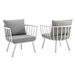 Riverside Outdoor Patio Aluminum Armchair Set of 2 - White Gray - MOD6224