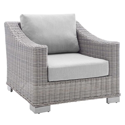 Conway Sunbrella® Outdoor Patio Wicker Rattan Armchair - Light Gray Gray 
