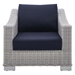 Conway Sunbrella® Outdoor Patio Wicker Rattan Armchair - Light Gray Navy - MOD6247