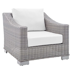 Conway Sunbrella® Outdoor Patio Wicker Rattan Armchair - Light Gray White 