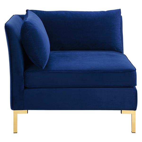 Ardent Performance Velvet Sectional Sofa Corner Chair - Navy 