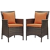 Conduit Outdoor Patio Wicker Rattan Dining Armchair Set of 2 - Brown Orange