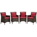 Conduit Outdoor Patio Wicker Rattan Dining Armchair Set of 4 - Brown Red - MOD6434