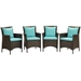 Conduit Outdoor Patio Wicker Rattan Dining Armchair Set of 4 - Brown Turquoise - MOD6435