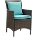 Conduit Outdoor Patio Wicker Rattan Dining Armchair Set of 4 - Brown Turquoise - MOD6435