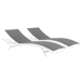 Glimpse Outdoor Patio Mesh Chaise Lounge Set of 2 - White Gray - MOD6480