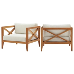 Northlake Outdoor Patio Premium Grade A Teak Wood Armchair Set of 2 - Natural White 