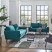 Revive Upholstered Fabric Sofa and Loveseat Set - Teal - MOD6505