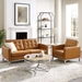 Loft Tufted Upholstered Faux Leather Loveseat and Armchair Set - Silver Tan - MOD6593