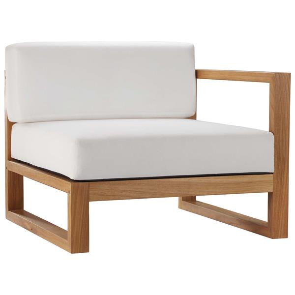 Upland Outdoor Patio Teak Wood Right-Arm Chair - Natural White 