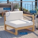 Upland Outdoor Patio Teak Wood Right-Arm Chair - Natural White - MOD6649
