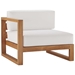 Upland Outdoor Patio Teak Wood Left-Arm Chair - Natural White - MOD6650