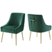 Discern Pleated Back Upholstered Performance Velvet Dining Chair Set of 2 - Green - MOD6748