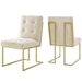 Privy Gold Stainless Steel Upholstered Fabric Dining Accent Chair Set of 2 - Gold Beige - MOD6761