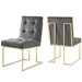 Privy Gold Stainless Steel Performance Velvet Dining Chair Set of 2 - Gold Charcoal - MOD6763