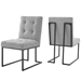 Privy Black Stainless Steel Upholstered Fabric Dining Chair Set of 2 - Black Light Gray - MOD6769