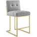 Privy Gold Stainless Steel Upholstered Fabric Counter Stool Set of 2 - Gold Light Gray - MOD6773