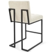 Privy Black Stainless Steel Upholstered Fabric Counter Stool Set of 2 - Black Beige - MOD6780