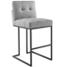 Privy Black Stainless Steel Upholstered Fabric Bar Stool Set of 2 - Black Light Gray - MOD6793