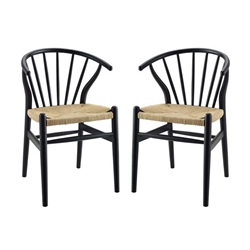 Flourish Spindle Wood Dining Side Chair Set of 2 - Black 