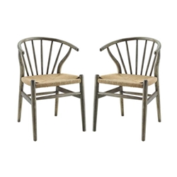 Flourish Spindle Wood Dining Side Chair Set of 2 - Gray 